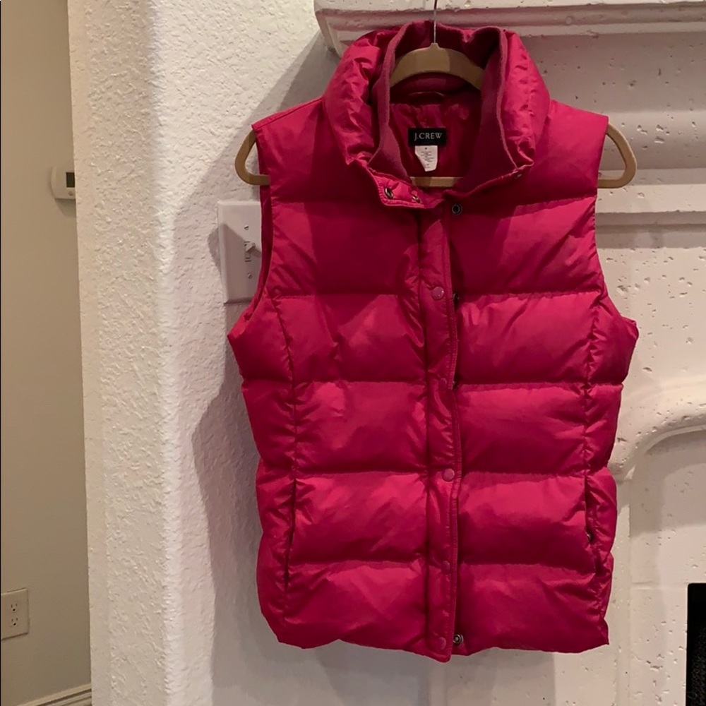J Crew pink puffer vest size M